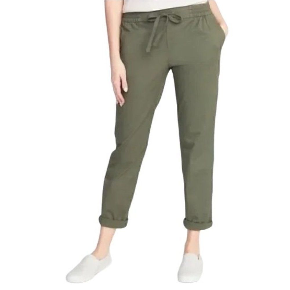 Old Navy Mid Rise Pull On Anytime Chino Pants Arugula Green 8